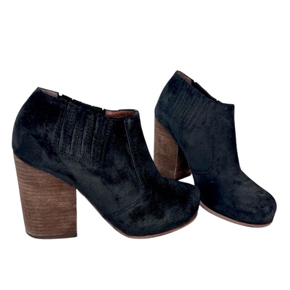 Jeffrey Campbell Yorktown Black Chunky Heeled Leather Ankle Boots Boho 8.5 - Picture 1 of 14